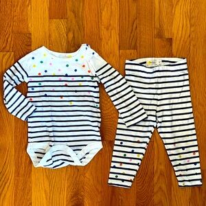 Baby Boden Navy and White Striped Onesie and Pants Set (18-24 months)